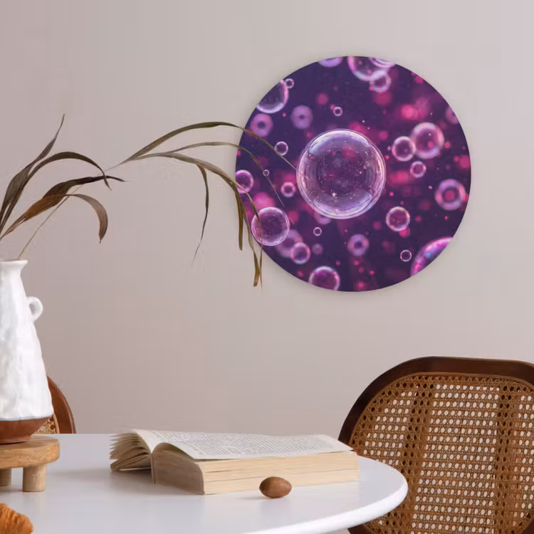 Paars - Bubbels - Schuim Akoestische PET Vilt - Rond klein -sfeer3
