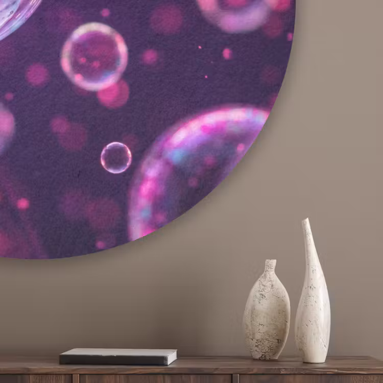 Paars - Bubbels - Schuim Akoestische PET Vilt - Rond klein -sfeer5_closeup
