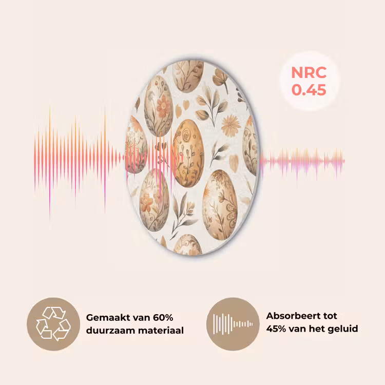 Paaseieren - Bruin - Bloemen Akoestische PET Vilt - Rond klein -USP_NL