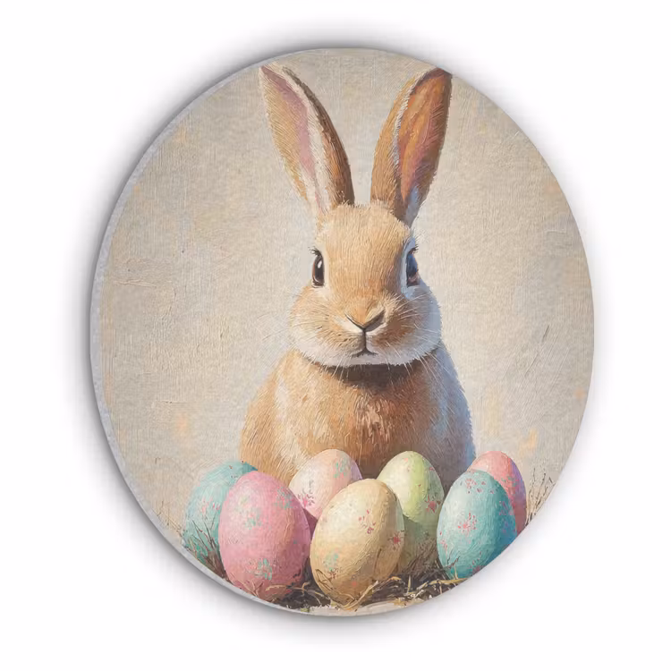 Paashaas - Pastel - Eieren Akoestische PET Vilt - Rond klein -3d