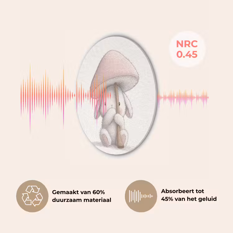 Paddenstoel - Konijn - Roze Akoestische PET Vilt - Rond klein -USP_NL