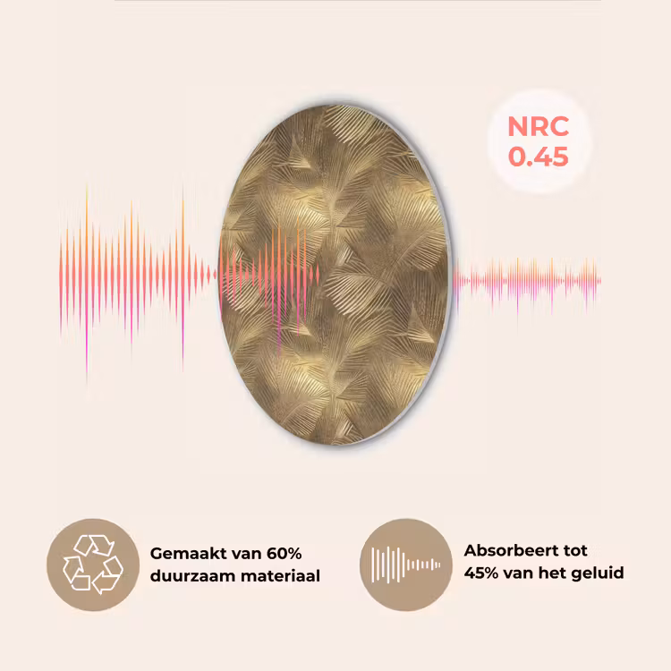 Palm - Waaier - Goud Akoestische PET Vilt - Rond klein 838 -USP_NL