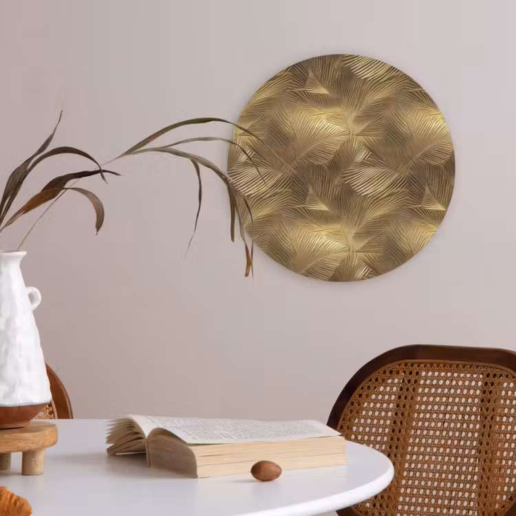 Palm - Waaier - Goud Akoestische PET Vilt - Rond klein 838 -sfeer3