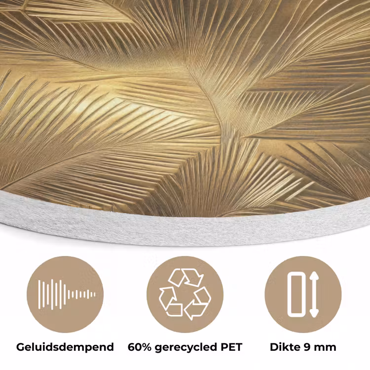Palm - Waaier - Goud Akoestische PET Vilt - Rond klein 838 -closeup_NL