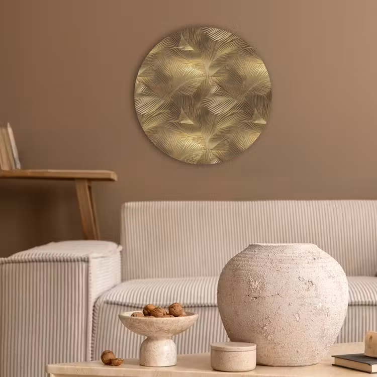 Palm - Waaier - Goud Akoestische PET Vilt - Rond klein 838 -sfeer1
