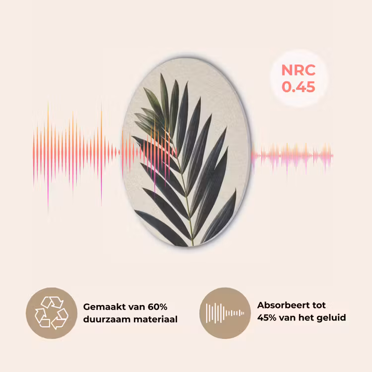 Palmblad - Donkere bladen - Subtiel Akoestische PET Vilt - Rond klein -USP_NL