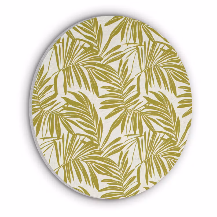 Palmblad - Patroon - Groen Akoestische PET Vilt - Rond klein 838 -3d