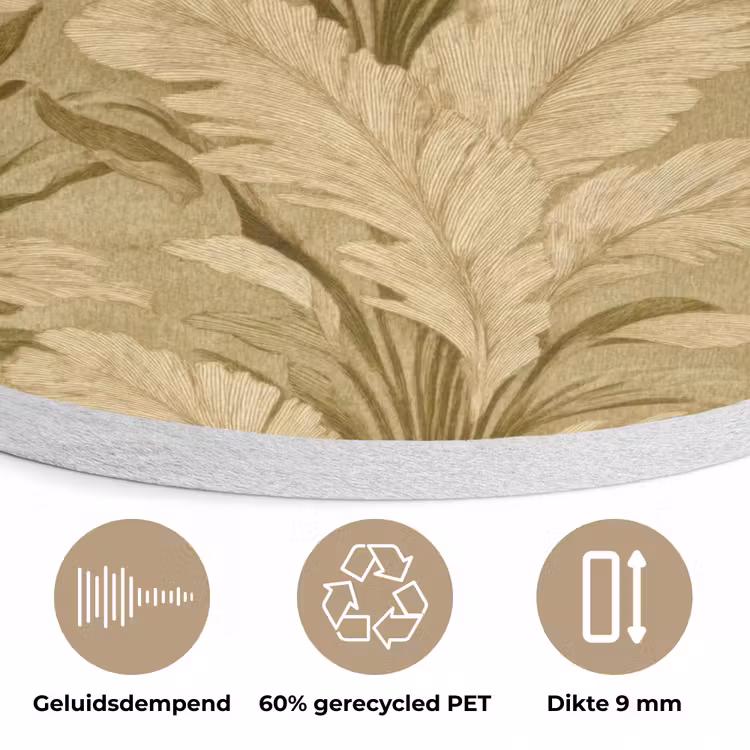 Palmbladeren - Klassiek - Groen Akoestische PET Vilt - Rond klein 838 -closeup_NL
