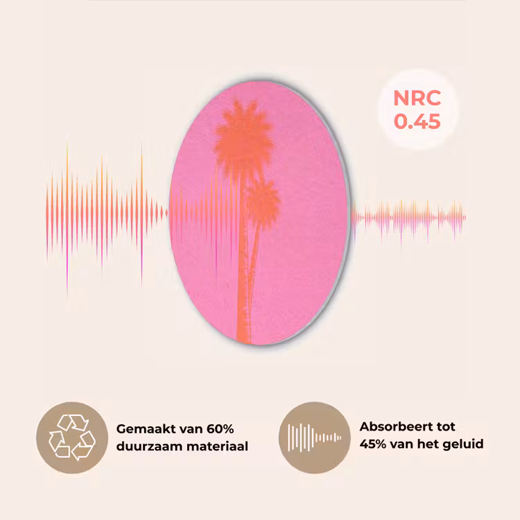 Palmbomen - Modern - Roze Akoestische PET Vilt - Rond klein -USP_NL