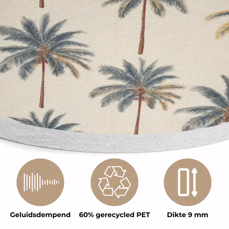 Palmbomen - Tropisch - Groen Akoestische PET Vilt - Rond klein 838 -closeup_NL