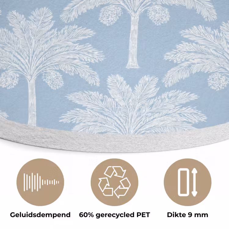 Palmboom - Modern - Blauw Akoestische PET Vilt - Rond klein 838 -closeup_NL