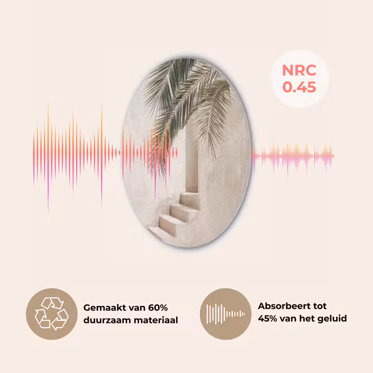 Palmboom - Schaduw - Trap - Beige Akoestische PET Vilt - Rond klein -USP_NL