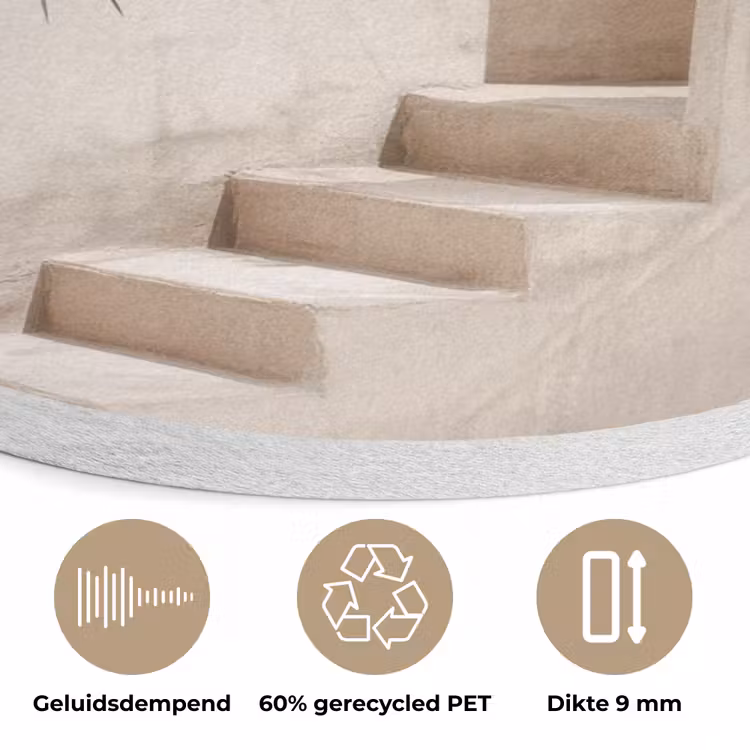 Palmboom - Schaduw - Trap - Beige Akoestische PET Vilt - Rond klein -closeup_NL