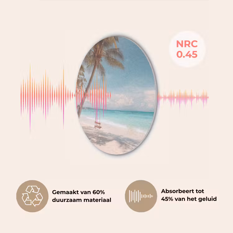 Palmboom - Schommel - Strand - Lucht Akoestische PET Vilt - Rond klein -USP_NL