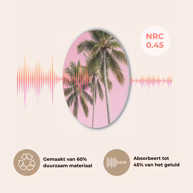 Palmboom - Tropisch - Pink Akoestische PET Vilt - Rond klein -USP_NL