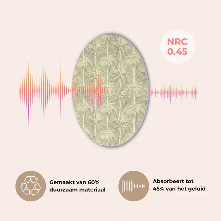 Palmwoud - Tropisch - Groen Akoestische PET Vilt - Rond klein 838 -USP_NL