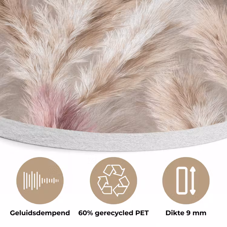 Pampasgras - Pluizig - Kleurrijk Akoestische PET Vilt - Rond klein 838 -closeup_NL