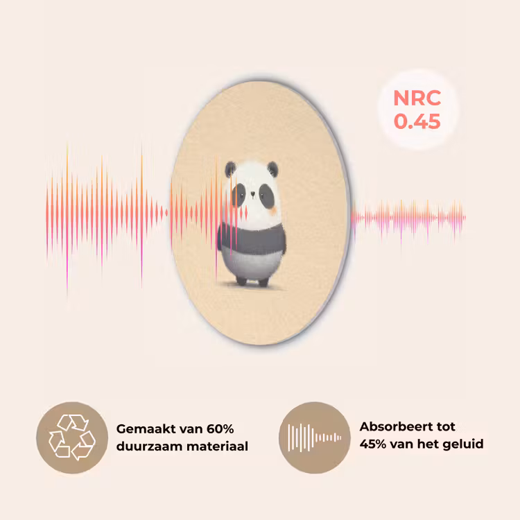 Panda - Beige - Minimalistisch Akoestische PET Vilt - Rond klein -USP_NL