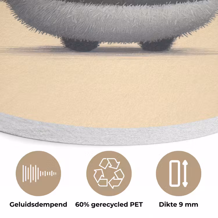 Panda - Beige - Minimalistisch Akoestische PET Vilt - Rond klein -closeup_NL