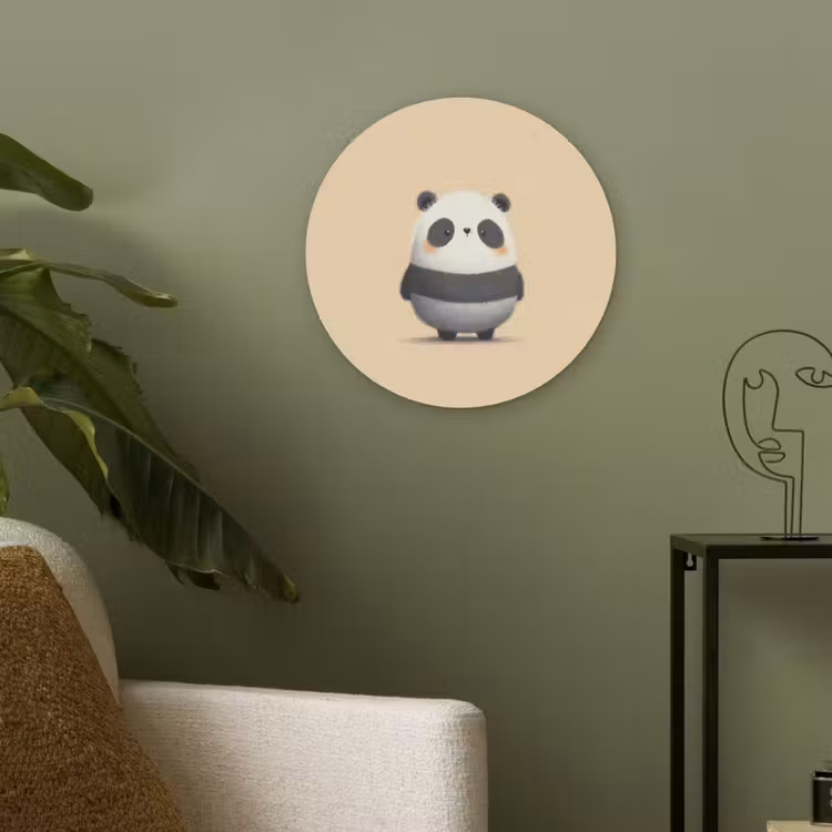 Panda - Beige - Minimalistisch Akoestische PET Vilt - Rond klein -sfeer2