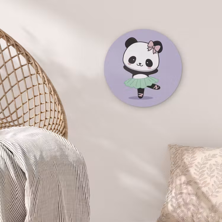 Panda - Paars - Sierlijk - Kawaii Akoestische PET Vilt - Rond klein -sfeer4