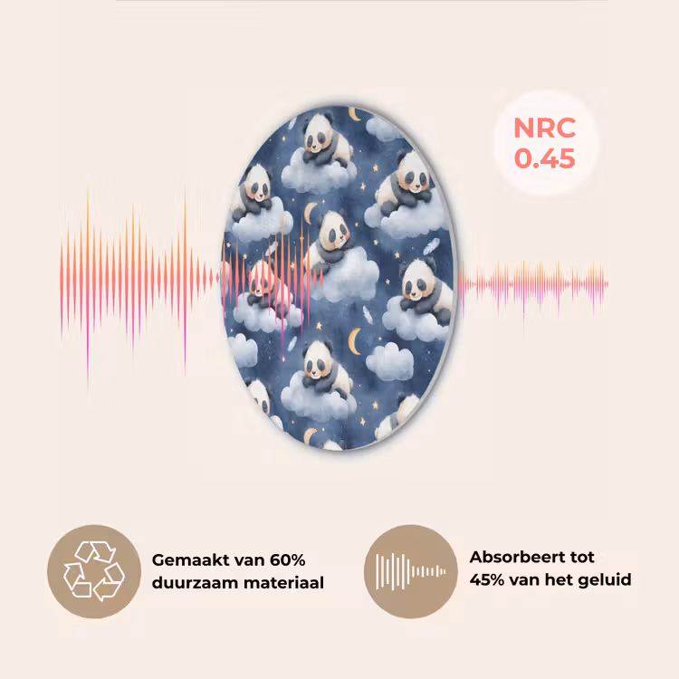 Panda's - Slapen - Blauw Akoestische PET Vilt - Rond klein 838 -USP_NL