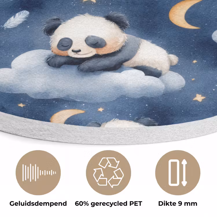 Panda's - Slapen - Blauw Akoestische PET Vilt - Rond klein 838 -closeup_NL