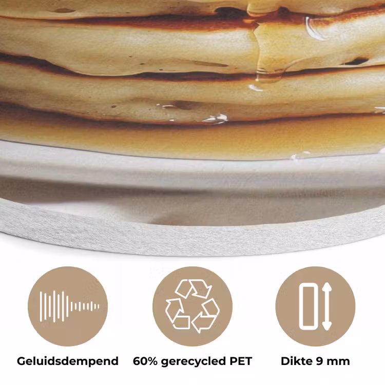 Pannenkoeken - Banaan - Siroop - Wit - Beige Akoestische PET Vilt - Rond klein -closeup_NL