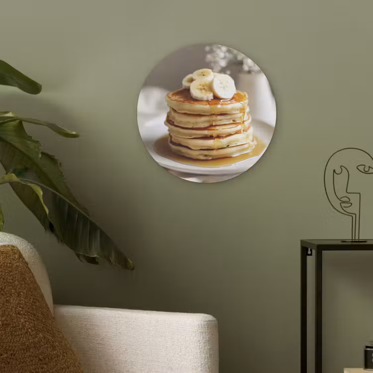 Pannenkoeken - Banaan - Siroop - Wit - Beige Akoestische PET Vilt - Rond klein -sfeer2