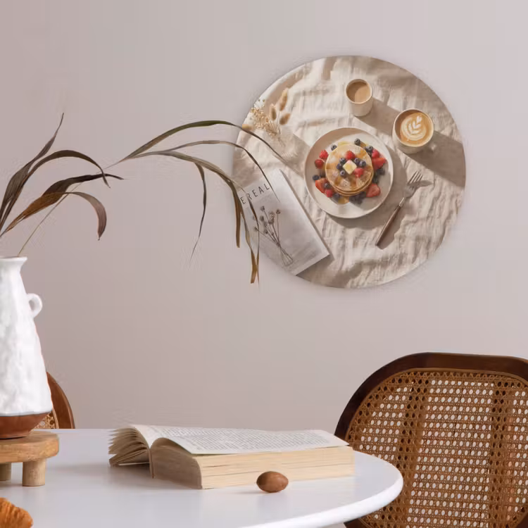 Pannenkoeken - Bessen - Ontbijt - Modern - Beige Akoestische PET Vilt - Rond klein -sfeer3