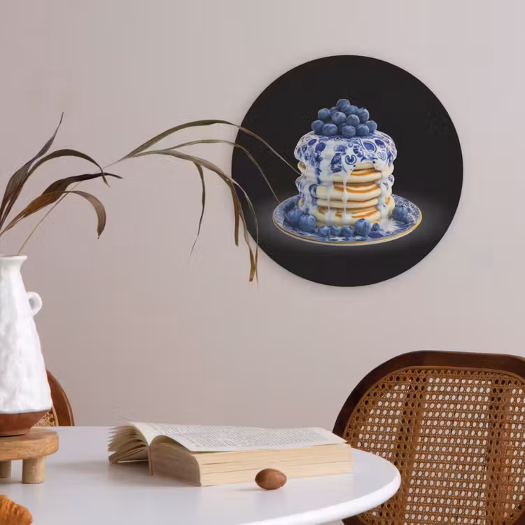 Pannenkoeken - Blauwe Bessen - Bord Akoestische PET Vilt - Rond klein -sfeer3