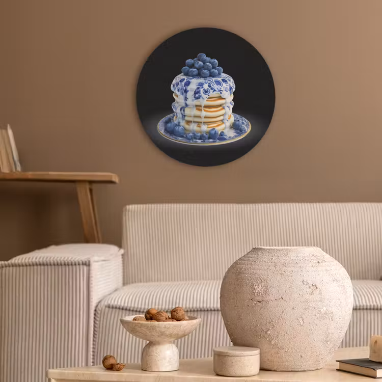 Pannenkoeken - Blauwe Bessen - Bord Akoestische PET Vilt - Rond klein -sfeer1