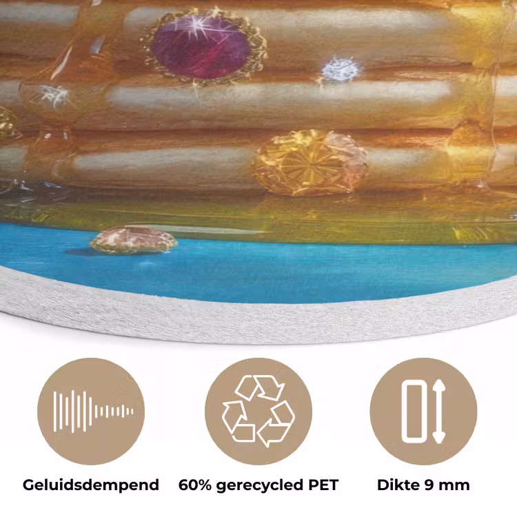 Pannenkoeken - Steentjes - Glitter - Slagroom Akoestische PET Vilt - Rond klein -closeup_NL