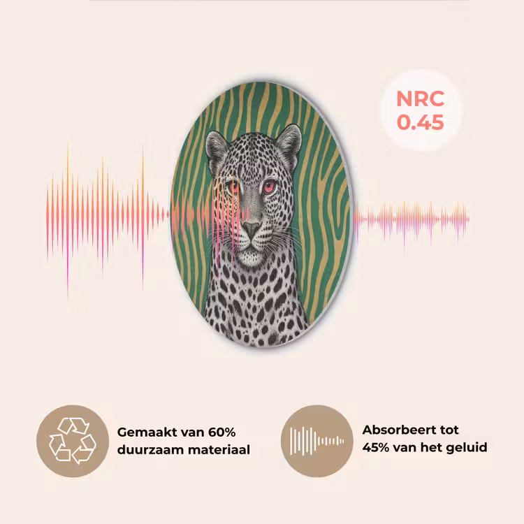 Panter - Zebrapatroon - Groen Akoestische PET Vilt - Rond klein -USP_NL