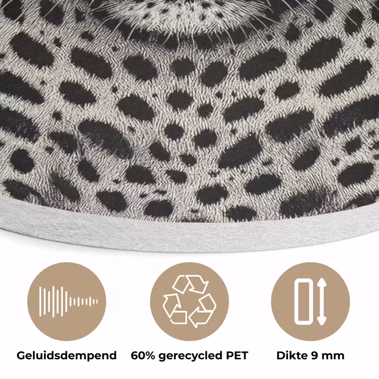 Panter - Zebrapatroon - Groen Akoestische PET Vilt - Rond klein -closeup_NL