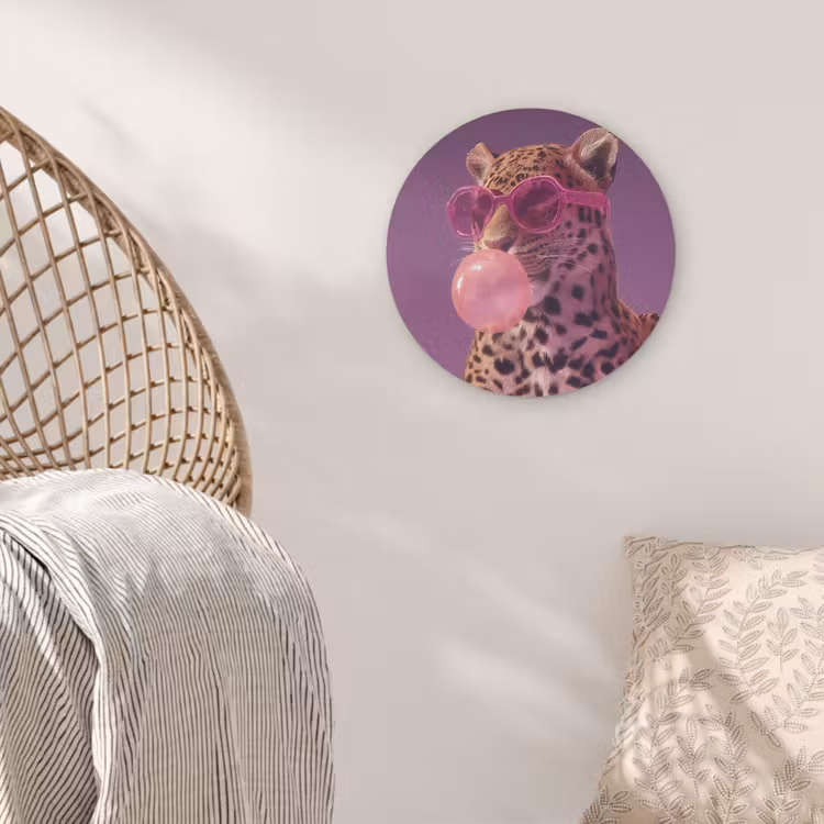 Panter - Zonnebril - Kauwgombel - Roze Akoestische PET Vilt - Rond klein -sfeer4
