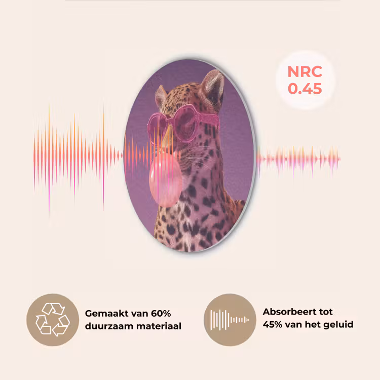 Panter - Zonnebril - Kauwgombel - Roze Akoestische PET Vilt - Rond klein -USP_NL