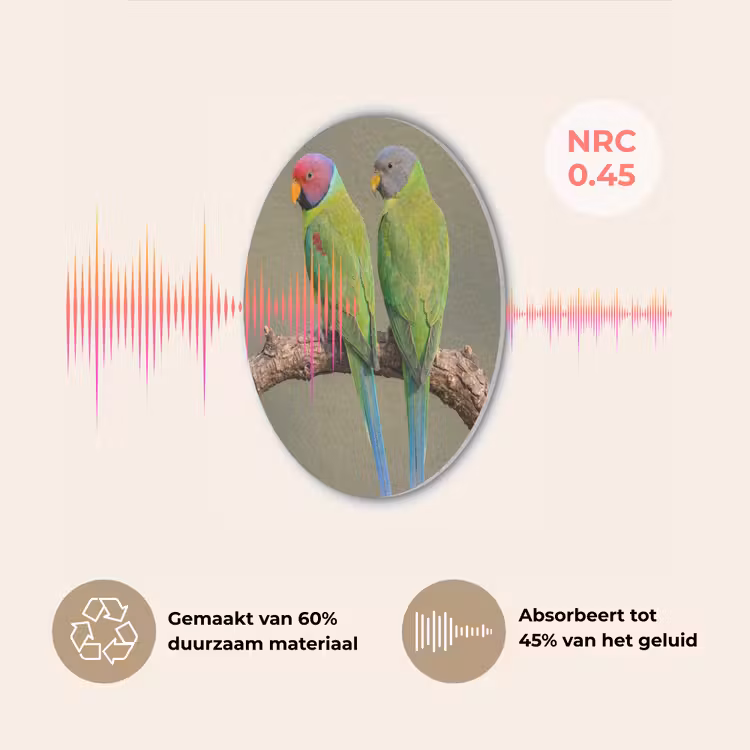 Papagaai - Tak - Natuur - Kleurrijk Akoestische PET Vilt - Rond klein -USP_NL