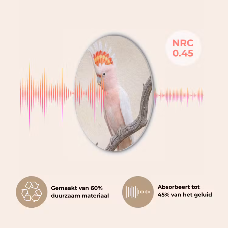 Papagaai - Tak - Roze Akoestische PET Vilt - Rond klein -USP_NL