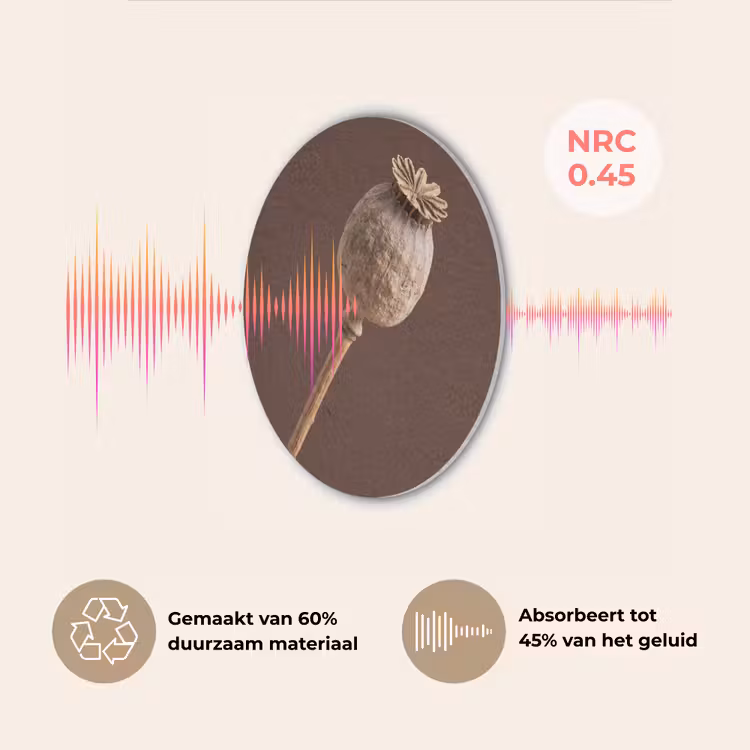 Papaverbol - Droogbloem - Bruin - Minimalistisch Akoestische PET Vilt - Rond klein -USP_NL