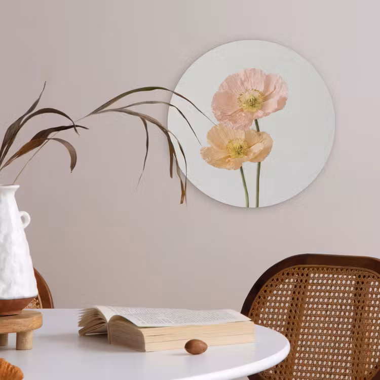 Papavers - Botanisch - Roze Akoestische PET Vilt - Rond klein -sfeer3