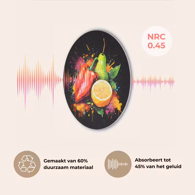 Paprika - Peer - Citroen - Graffiti - Verf - Abstract Akoestische PET Vilt - Rond klein -USP_NL