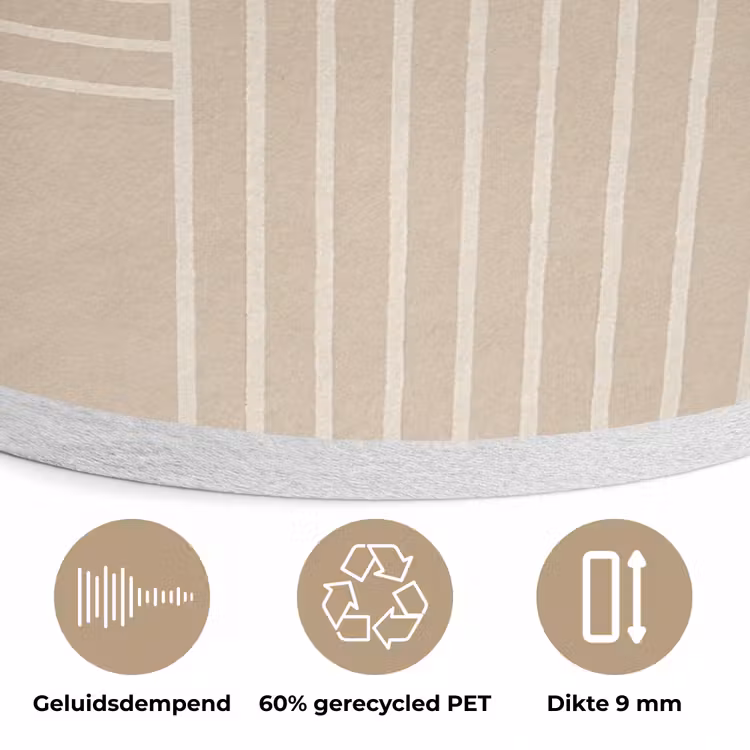 Parallelle lijnen - Lichte textuur - Beige Akoestische PET Vilt - Rond klein -closeup_NL