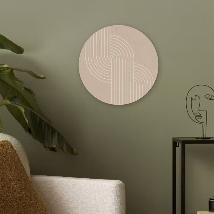 Parallelle lijnen - Lichte textuur - Beige Akoestische PET Vilt - Rond klein -sfeer2