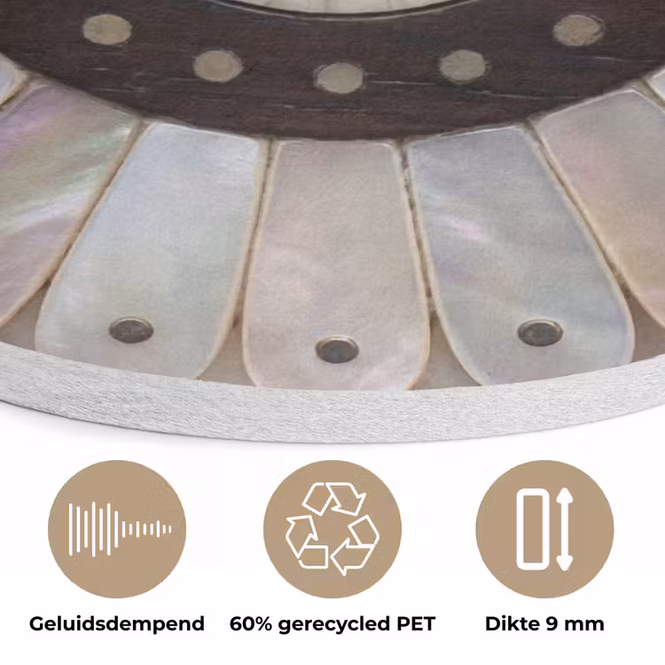 Parelmoer - Patroon - Decoratie - Ambacht - Wit Akoestische PET Vilt - Rond klein -closeup_NL