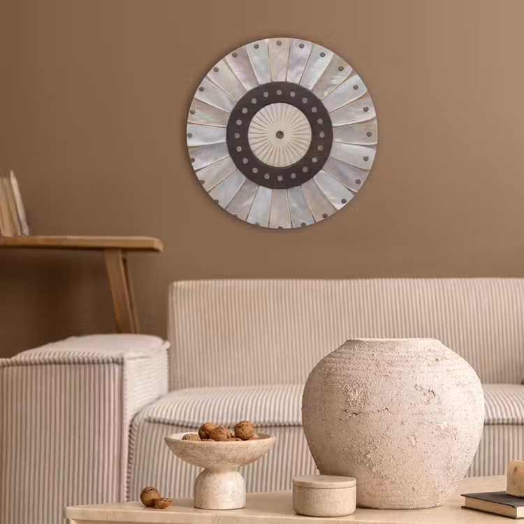 Parelmoer - Patroon - Decoratie - Ambacht - Wit Akoestische PET Vilt - Rond klein -sfeer1