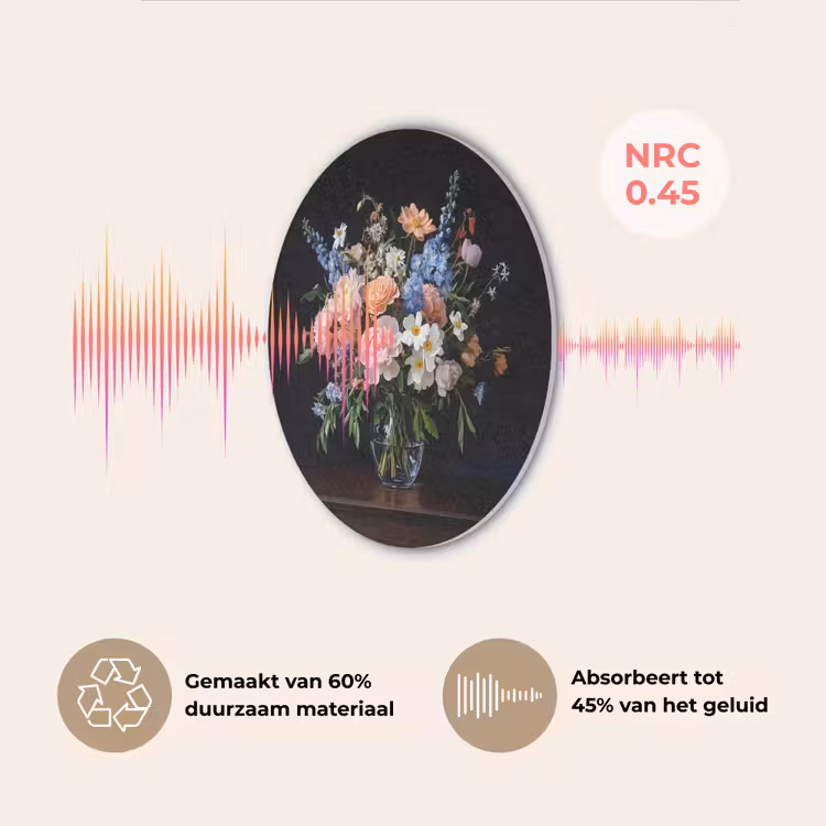 Pastel - Bloemen - Glazen - Vaas Akoestische PET Vilt - Rond klein -USP_NL