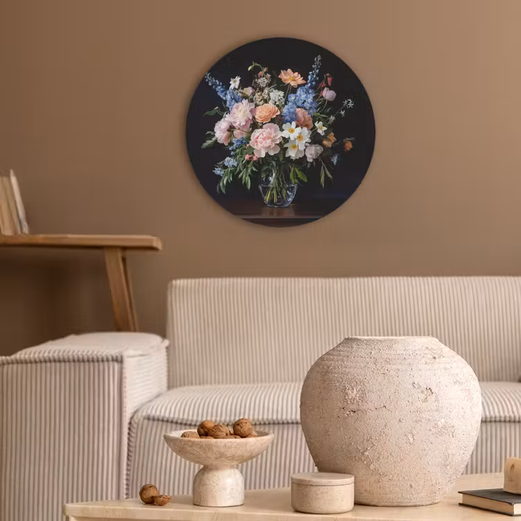 Pastel - Bloemen - Glazen - Vaas Akoestische PET Vilt - Rond klein -sfeer1