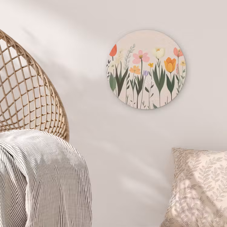 Pasteltinten - Bloemen - Illustratie Akoestische PET Vilt - Rond klein -sfeer4