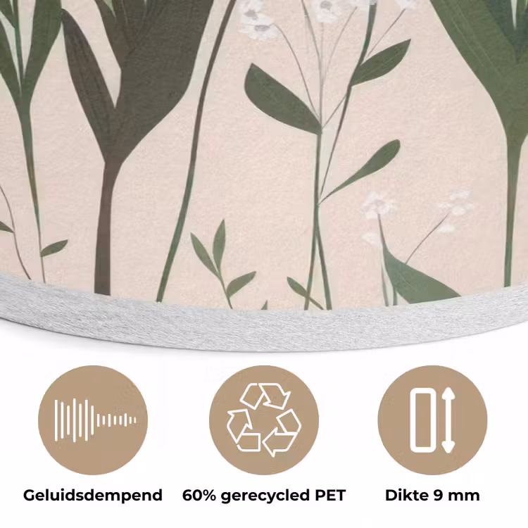 Pasteltinten - Bloemen - Illustratie Akoestische PET Vilt - Rond klein -closeup_NL